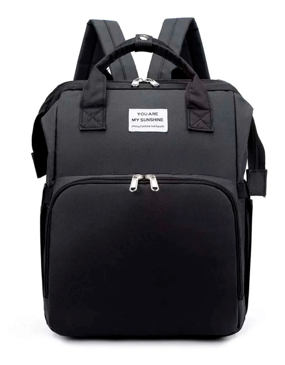 Mochila Pañalera 3 en 1 USB Negro